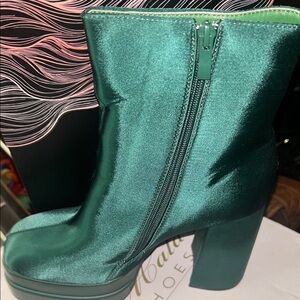 Green Platform Ankle Boots
